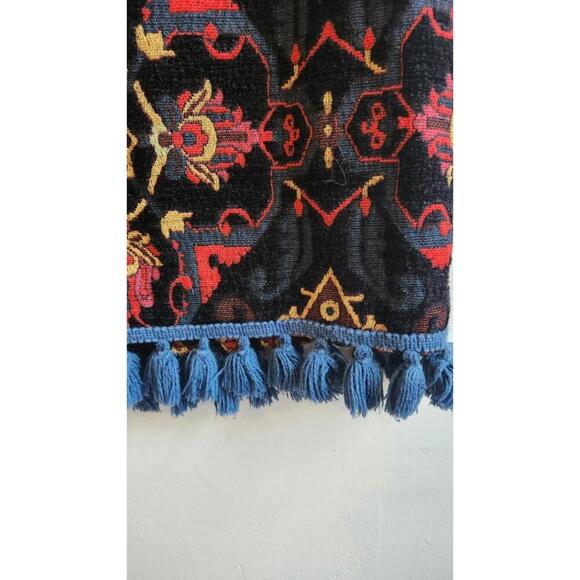 Zara Woman Skirt Womens Small Black Red Gold Velvet Boho Tassel Fringe Bohemian - Picture 4 of 7